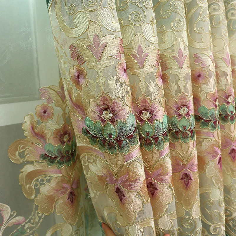 European Luxury Villa Embroidered Blackout Curtains for Living Room, Royal Royal Curtain for Bedroom Window, Kitchen