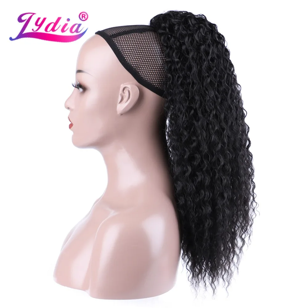 Lydia Synthetic Drawstring Ponytail Afro Kinky Curly Hairpiece With Two Plastic Combs  All Colors Available  18Inch Water Wavy