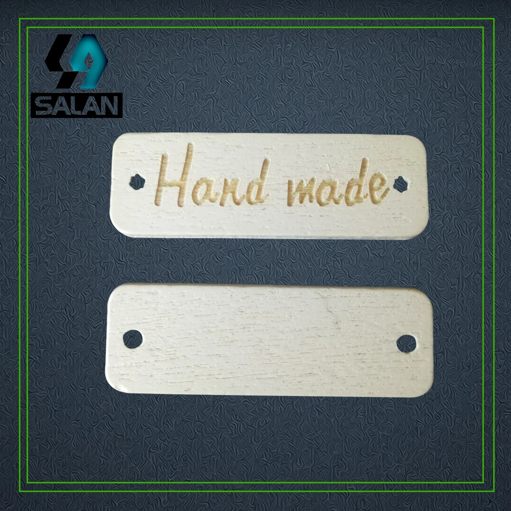 Stock hand made Laser wooden Label for hand working button wood clothing Sewing tags DIY tag for gift craft