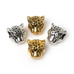 Hot- 10pcs/lot Antique Sliver Gold Color Tibetan Leo Lion Leopard Head Beads Spacer Bead Metal Charms For Jewelry Making
