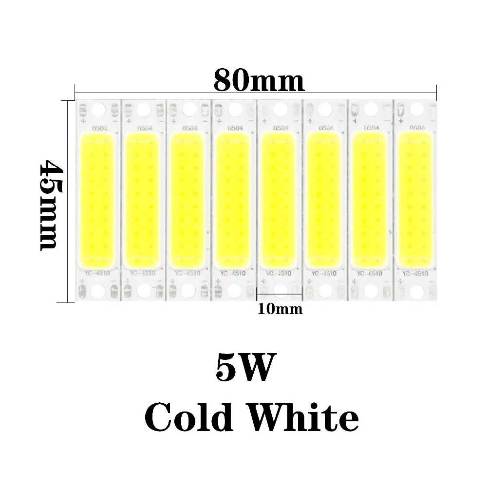 8 szt. 5W COB żarówka LED COB Bar do latarki kinkiety świetlne świetlówki DIY