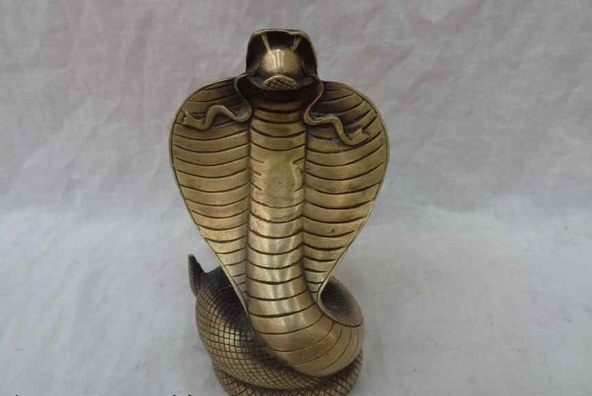 song voge gem S3737 China Year Zodiac Bronze Animals FengShui Wealth Naja Cobra Snake Elapoid Statue