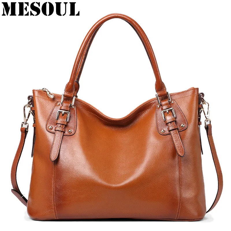 

MESOUL Luxury Handbags Women Bags Designer Genuine Leather Shoulder Bags Famous Brand Large Capacity Casual Tote Hand Bag Ladies