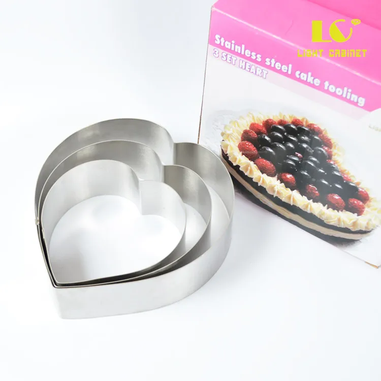 New 5 6 7 inches 3D DIY Heart  Shape Metal Stainless Steel Tiramisu Chocolate Mousse Ring Cake Mold  Circle Mould