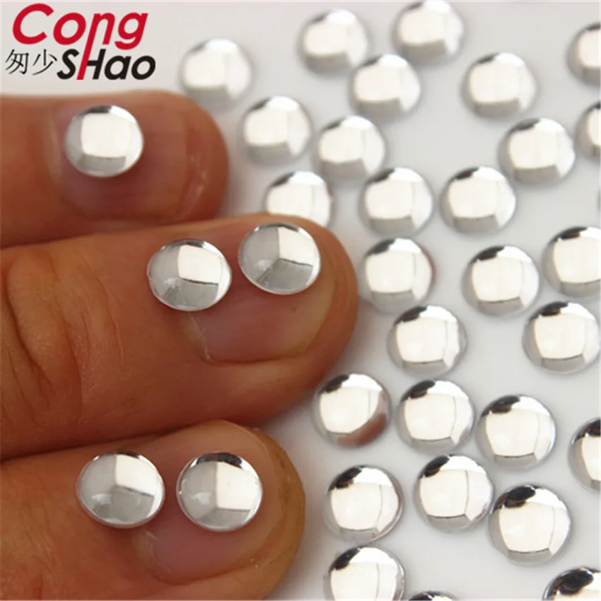 Cong Shao 100pcs 6mm 3D Nail Art Tips AB Clear flatback crystal Acrylic Rhinestone DIY phone not hotfix nails applique ZZ424