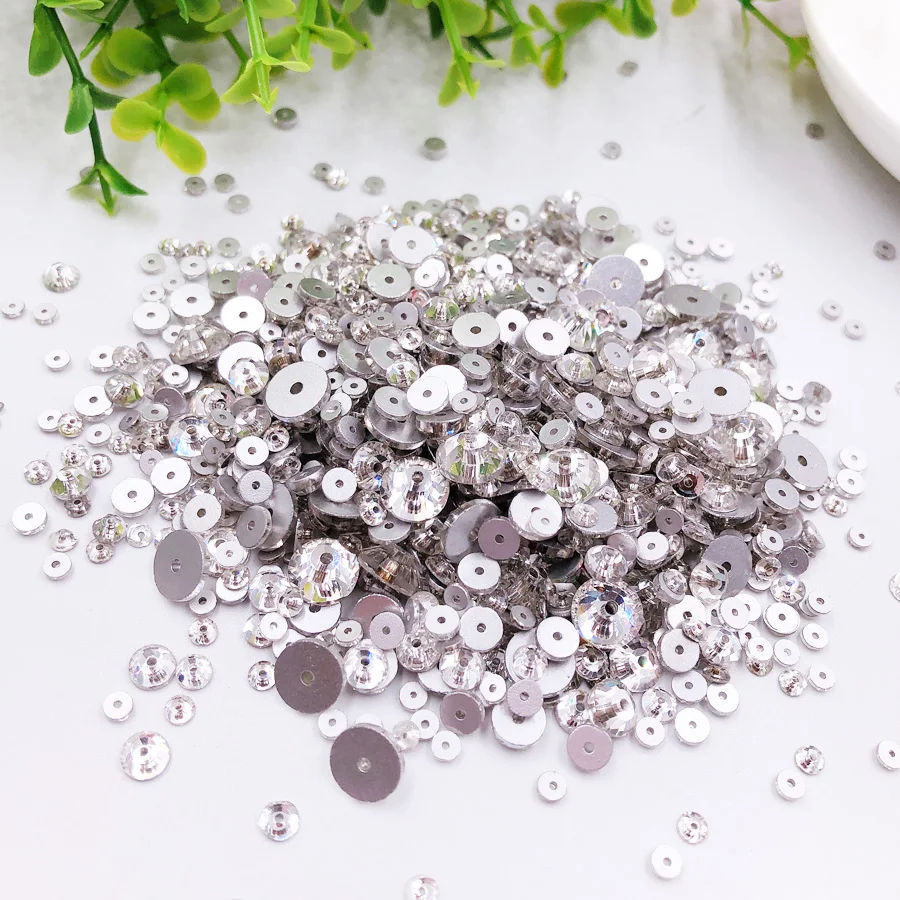 500/1000 Stück/Packung Näh-Strasssteine, klare Kristall-Rundglasperlen zum Aufnähen, Strass-Kristallsteine zur Dekoration von Kleidung – Detail 9