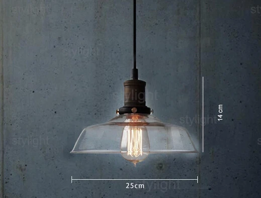 glass shade pendant loft American country style glass pendant lamp filament bulb suspension lighting dinning room foyer light