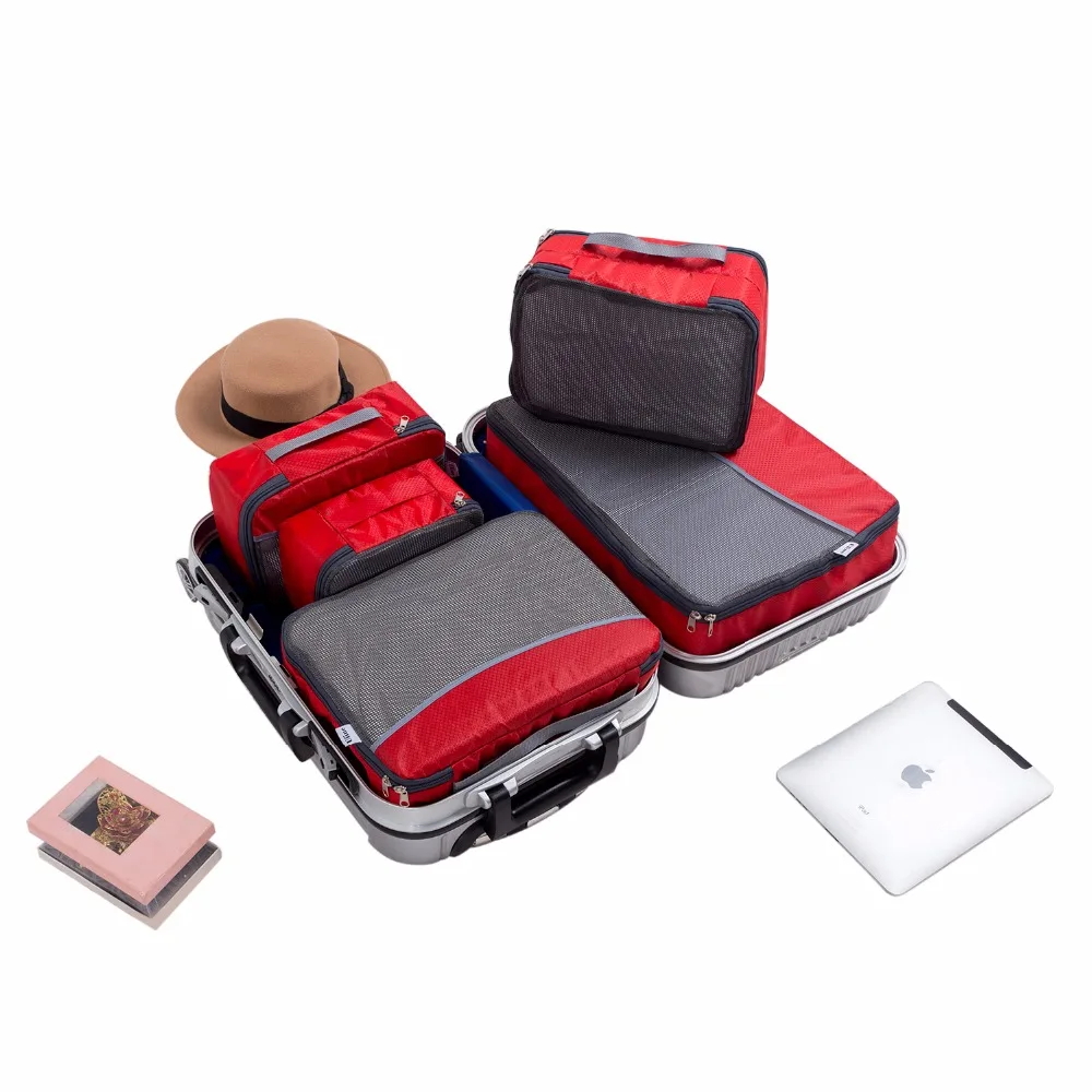 Ufine 5 PCs Travel Luggage Organizer-Double Sided Carryon Lightweight Packing Cubes Storage Bags