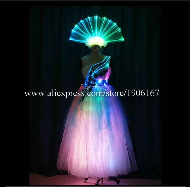 Catwalk TV Model Show Led Luminous Party Event Dress Programmable Full Color Led Light Up Christmas Stage Performance Clothes