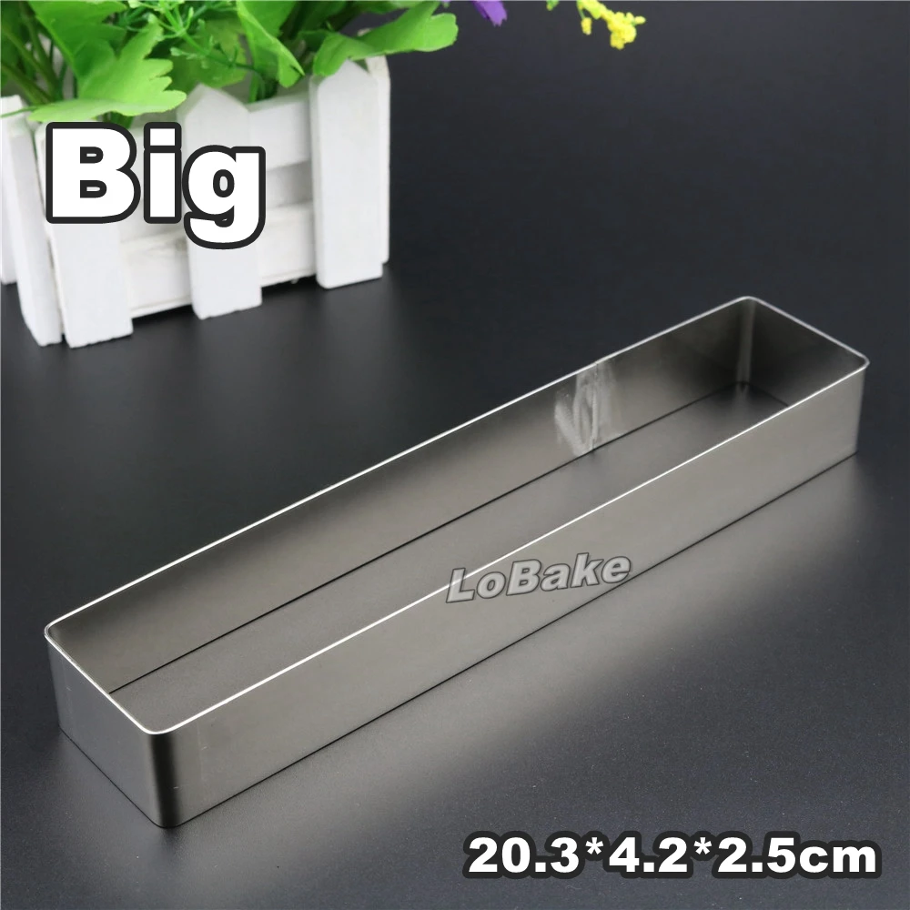 

(5pcs/lot) 20.3*4.2*2.5cm big rectangle stainless steel tiramisu mousse cake ring puff cheesecake sushi mold bakery accessories