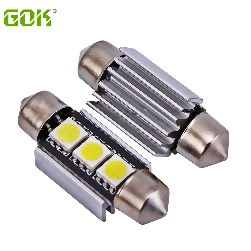 2pcs Led Dome Festoon Canbus Error Free C5w Led 36mm 39mm 41mm 3SMD 5050 Car Reading Auto Bulb Interior Light License Plate Lamp