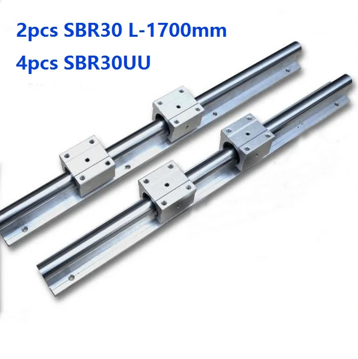 

2pcs SBR30 L-1700mm support rail linear guide + 4pcs SBR30UU linear bearing blocks for CNC router parts