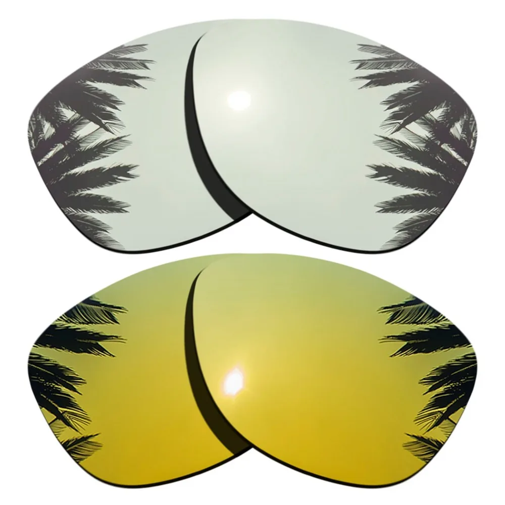 

(Silver Mirrored+24K Gold Mirrored Coating) 2-Pairs Polarized Replacement Lenses for Frogskins Frame 100% UVA & UVB Protection