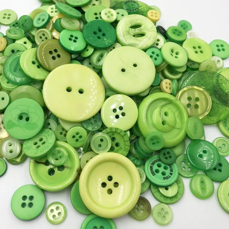 Green mix size 50 Gram DIY Making Hand Knitting doll\'s clothing Buttons Resin Promotions Mixed Sewing Scrapbook PT220