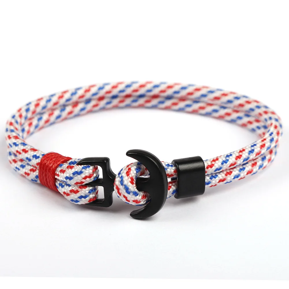 Fashion Black/Steel Anchor Bracelets Men Rope Handmade Bracelet Woman Jewelry 550 High Strength Parachute Male Bracelet Pulseira