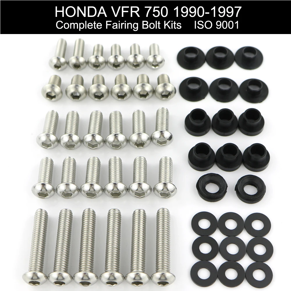 Fit For Honda VFR 750 1990-1997 Complete Full Fairing Bolts Kit Bodywork Screws Side Covering Bolts Nuts Clips Stainless Steel