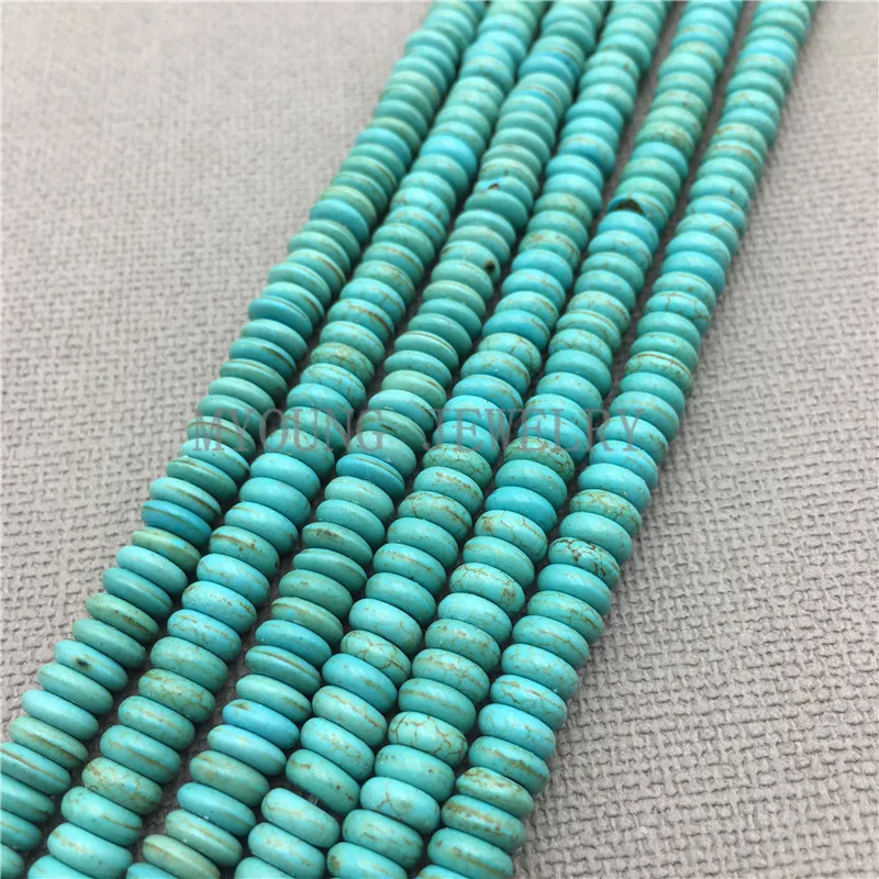 

MY0155 Flat Turquoises abacus Beads ,Natural Stone Beads For DIY Jewelry Making, 15.5''Free Shipping