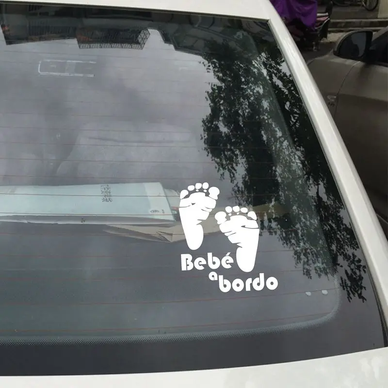 Spanish Car Stickers Bebe a bordo Auto Safety Warning Stickers Window Sticker