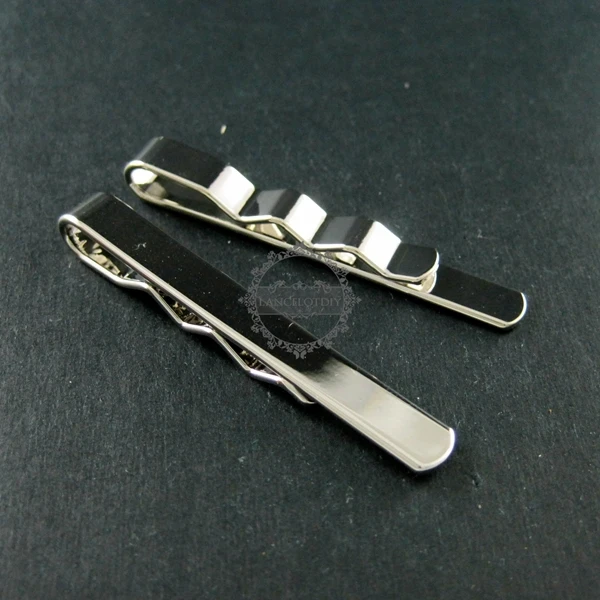 5x50mm high quality silver /rhodium plated brass DIY simple base tie bar clip bezel tray DIY supplies 1504010