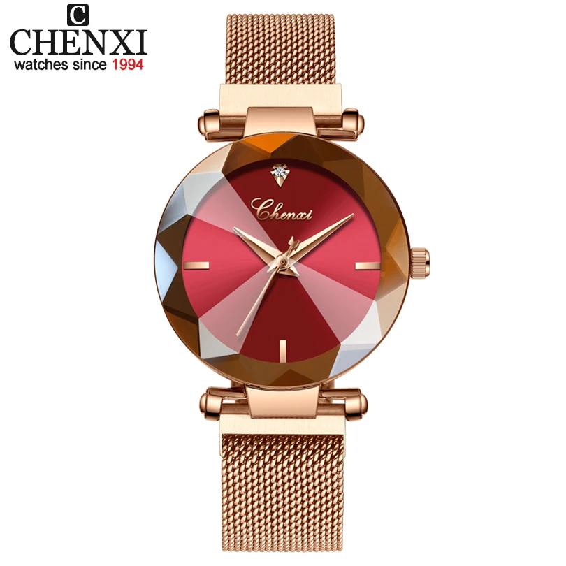 

CHENXI Brand Gem Cut Geometry Clock Wristwatches Ladies Luxury Quartz Watches Women's Dress Watch Woman Relogio Feminino 4 Color