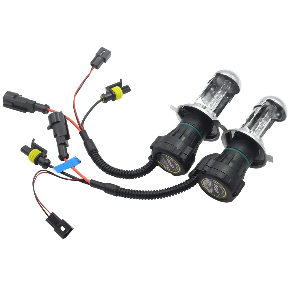H4 H4-3 Hi/Lo Bi Xenon Light HID Kit Bulb + Ballast + Harness Wire 55W 4300K-10000K 12V Car Light Headlight High Low Beam