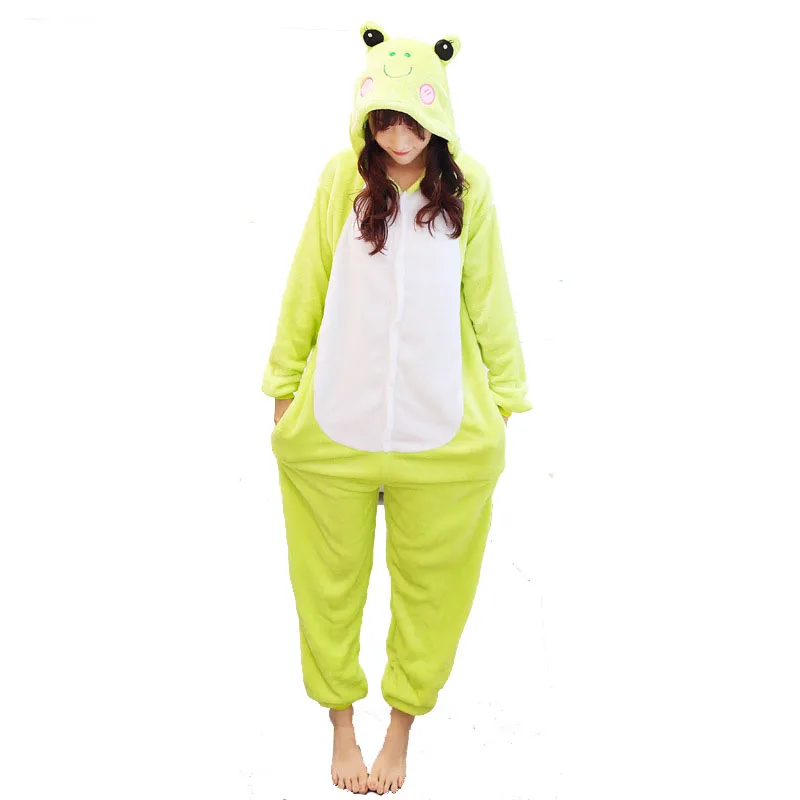 

Flannel Frog Kigurumi Pajamas Animal Onesies For Adults Girls Jumpsuit Men Women Carnival Suit Sleepwear Cartoon Cosplay Costume