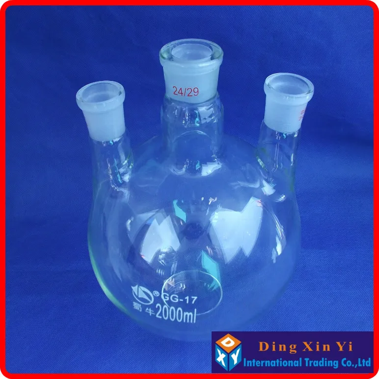 2000ml 24/29 three-necked round-bottom flask,Flask round bottom with three necks,short neck standard ground mouth