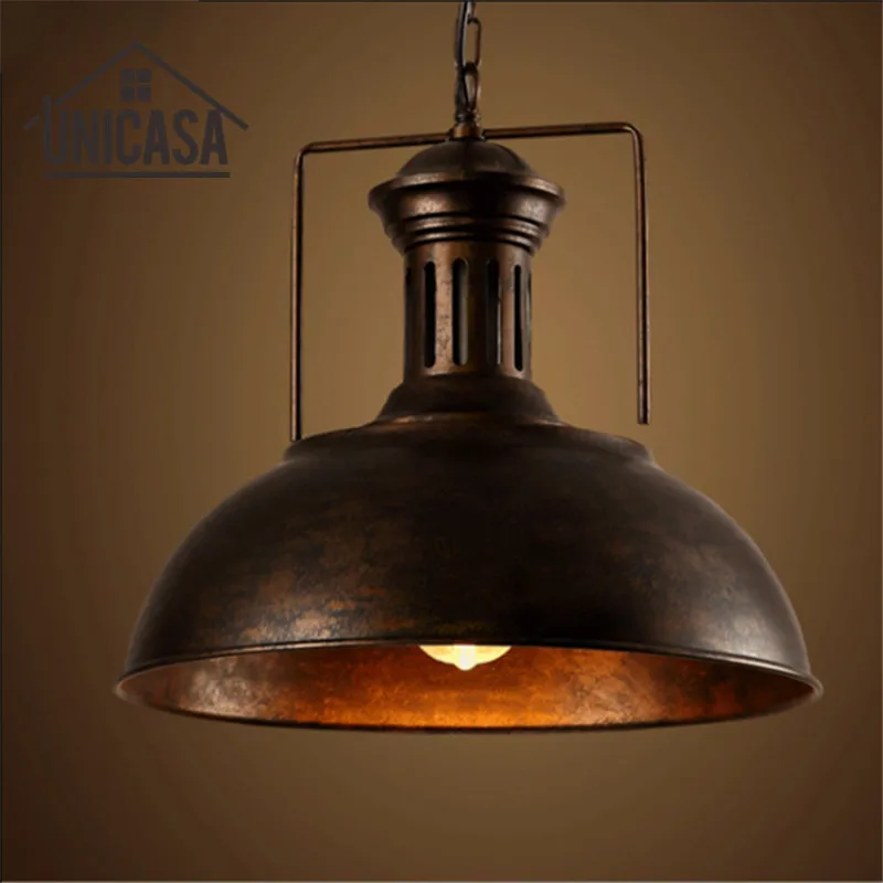 

Vintage Pendant Ceiling Lamp Wrought Iron Industrial Rusty Metal Lights Hotel Kitchen Island Lighting Fixtures Antique