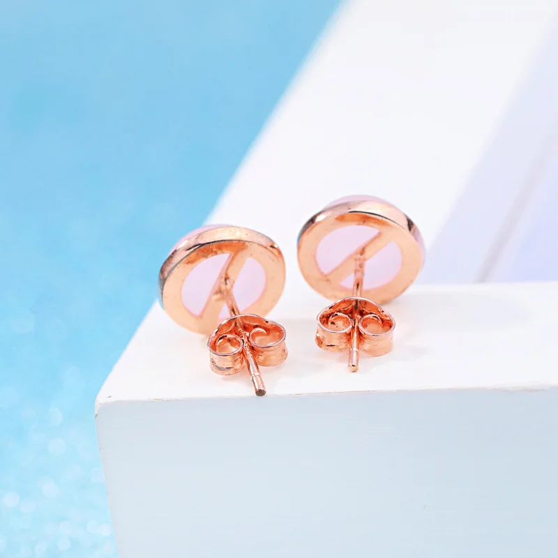 100% 925 sterling silver hot sell natural pink opal stone ladies\'stud earrings wholesale jewelry birthday gift drop shipping