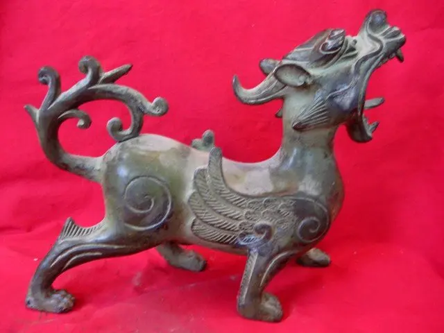 

Old China(1742-1789) Bronze statue /sculpture --Running Dragon, best collection&adornment,free shipping