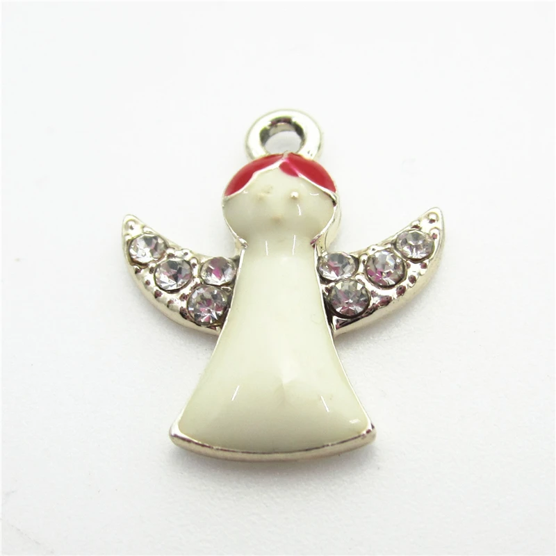 

New 20pcs Crystal Angel Charms Enamel Dangle Charms Hearts Hanging Charms DIY Jewelry Bracelet&Bangles Accessory Charms