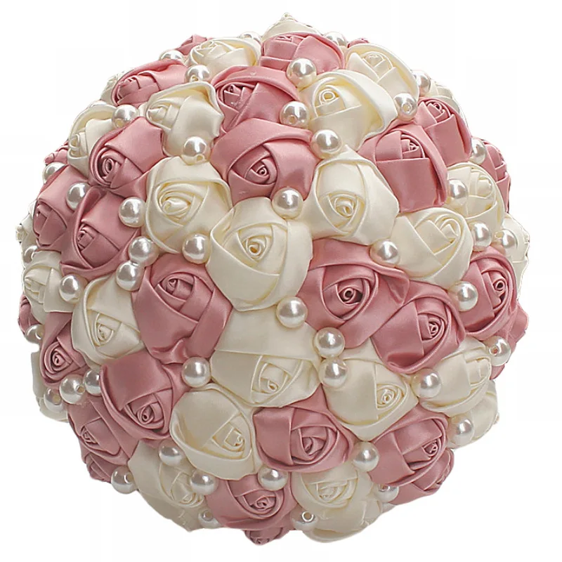 Handgemaakte Rose Bloemen Bruidsboeketten Goede Kwaliteit Parels Bridal Broche Boeket Bruid Hand Bloemen Boeket De Mariage