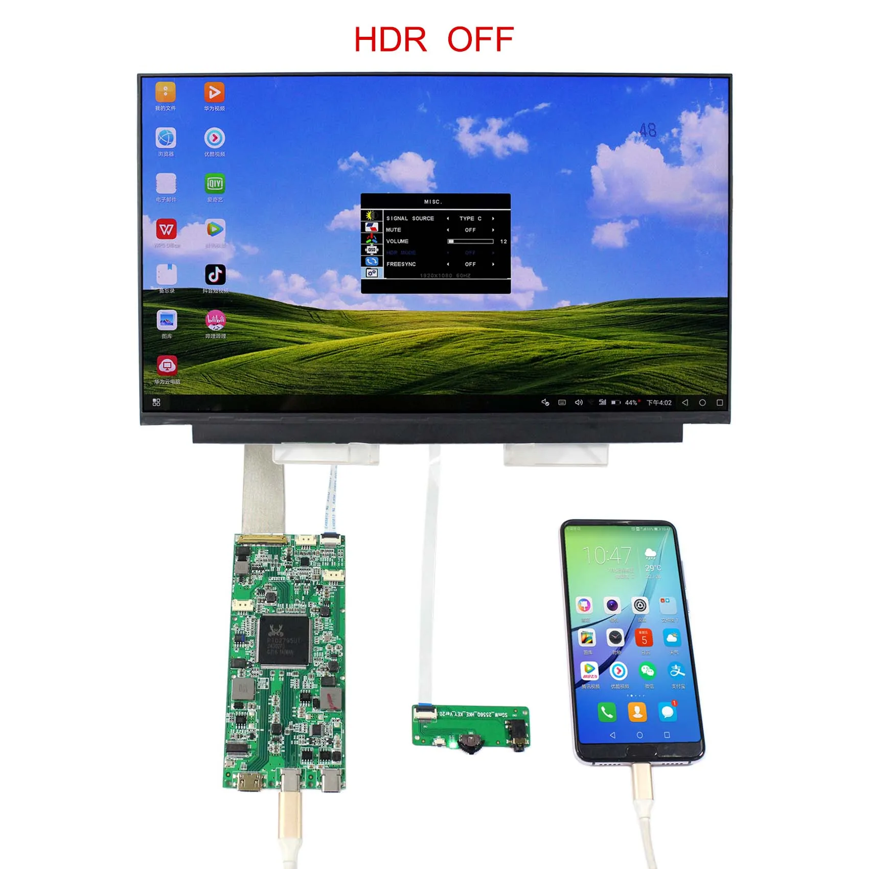 Layar LCD IPS 15.6 Inci 3840X2160 IPS NE156QUM-N63 (Mendukung 4K 60Hz) dengan Pengontrol LCD Mini HD MI Tipe C