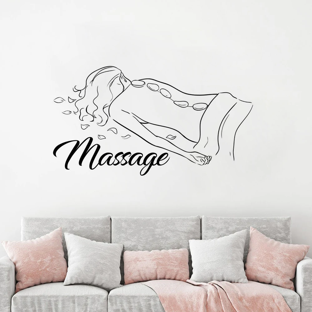 Health Beauty Salon Wall Stickers Window Shop Spa Wall Vinyl Stickers Massag Logo Interior Decorative Mural Massage Decor H405