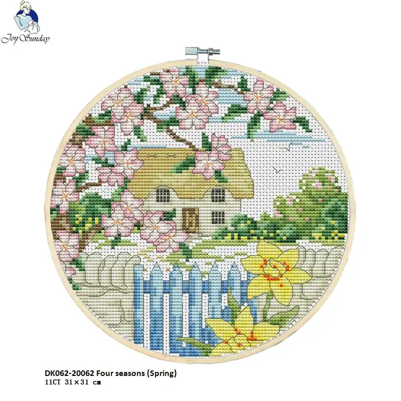 Joy Sunday Four Seasons Series Counted Cross Stitch DIY 14CT and 11CT For Embroidery Home Decor Needlework Send Outer Frame