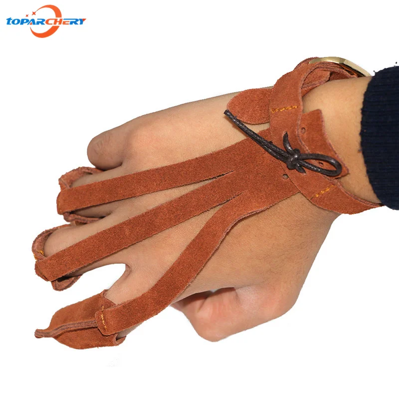 Toparchery Leather Finger Arm Protective Guard Safe Glove for Archery Hunting Shooting Training Accessories Finger Tip Protector