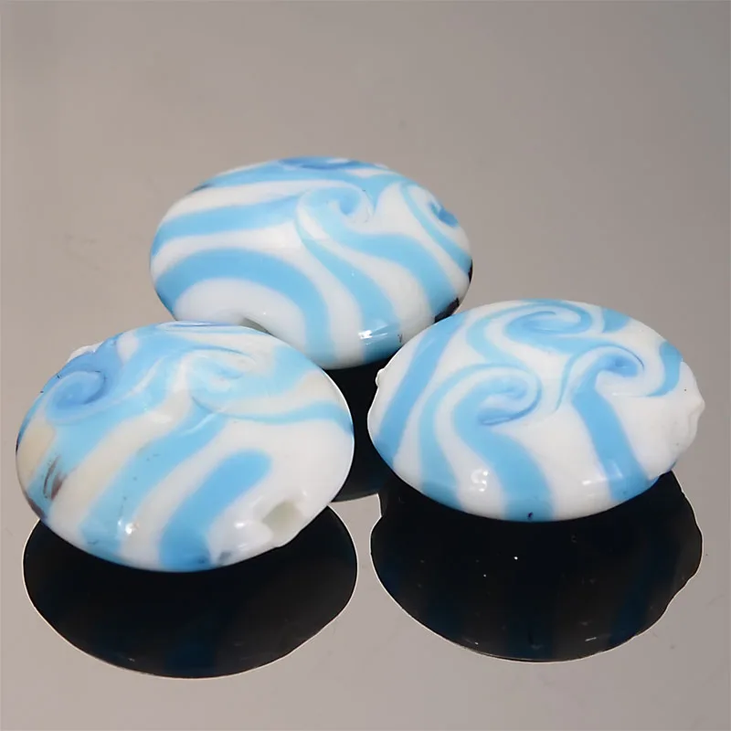 5x 20x10mm spiralism Glass Chamilia Beads Flat Round Disc Glass Lampwork Spacer Beads For Diy Jewelry Making Accessories