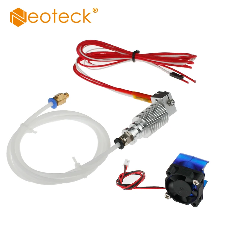 Neoteck 12V 40W V6 J-head Hotend + Fan for 1.75mm Bowder extruder 0.4mm nozzle Kossel  With PTFE Tube For 3D Printer 6 x 20mm