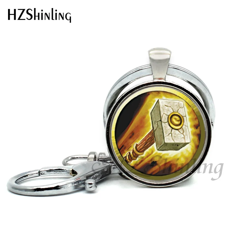 2017 New Fashion Wow Pendant World of Warcraft Key Chain Glass Dome Warcraft Keyring Gifts for Friend Game Player