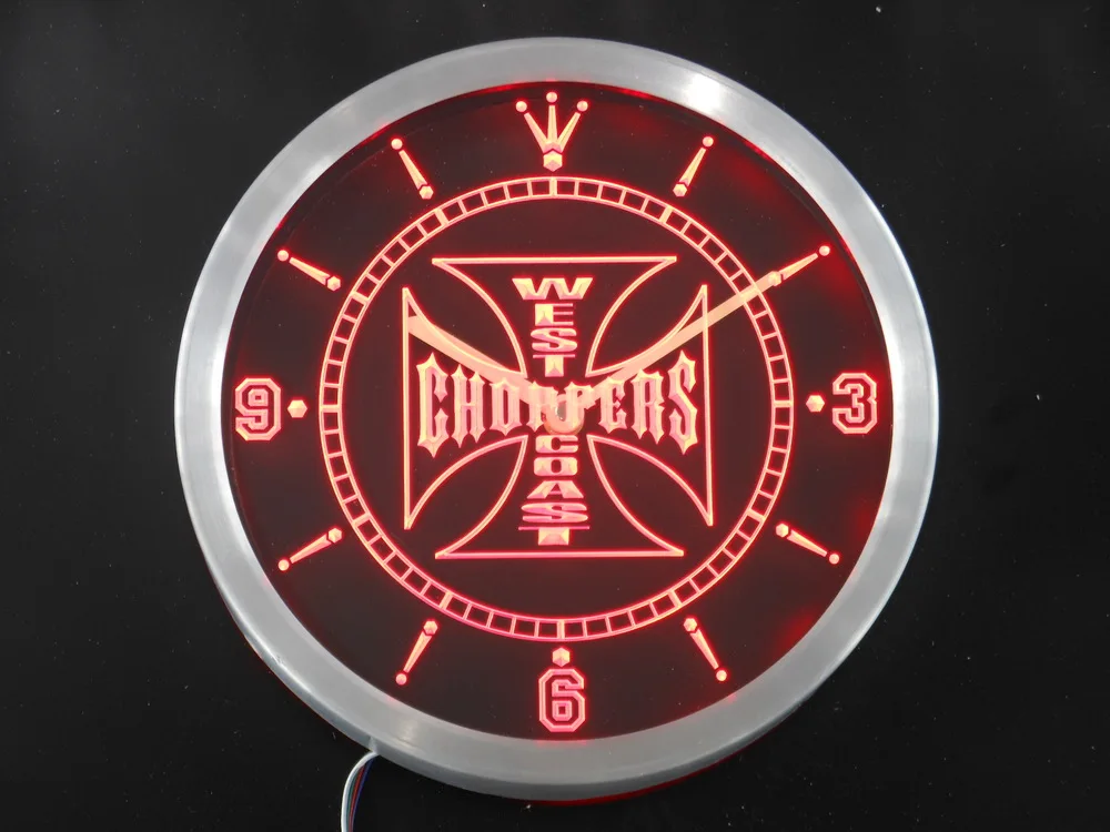 nc0179 West Coast Choppers Bike Neon Light Signs LED Wall Clock