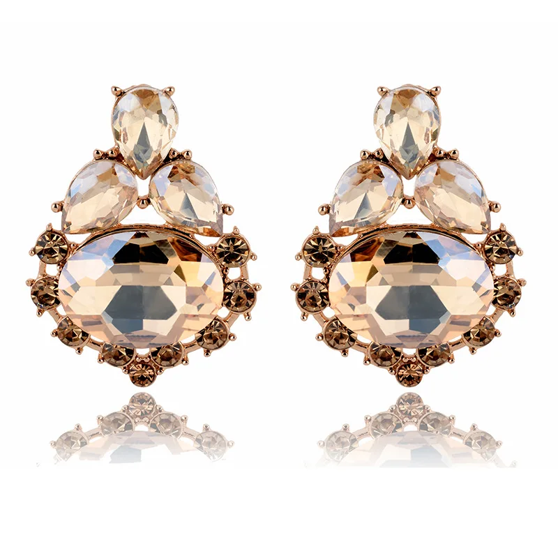 2019 Brand New Elegant Crystal Earrings Opal Stone Stud Earrings Christmas Party For Women Trendy Hematite Women Earrings