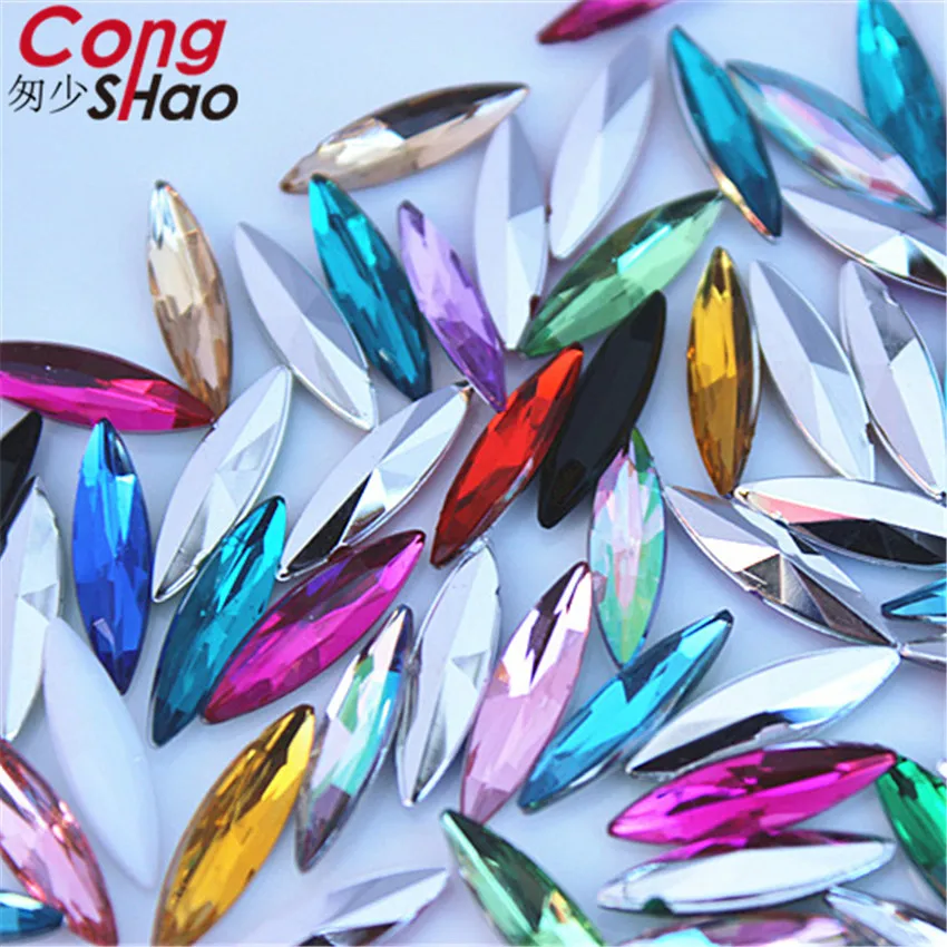 Cong Shao 500PCS 4*15mm Bunte Pointback Pferd Auge Steine Und kristall Acryl Strass Trim DIY Kostüm zubehör YB285