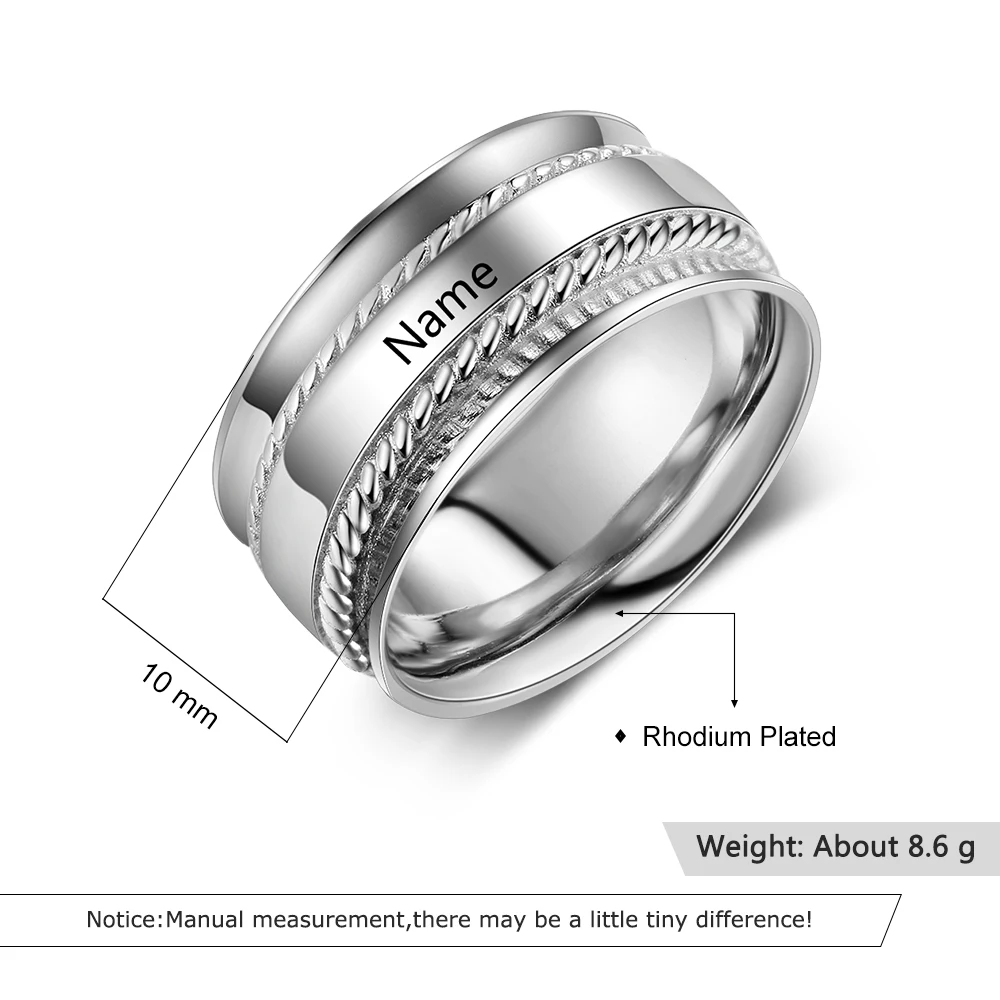 Personalized Custom Name Rings for Women Engraved Letters Round Texture Ring Fashion Jewelry Anniversary Gift  (Lam Hub Fong)