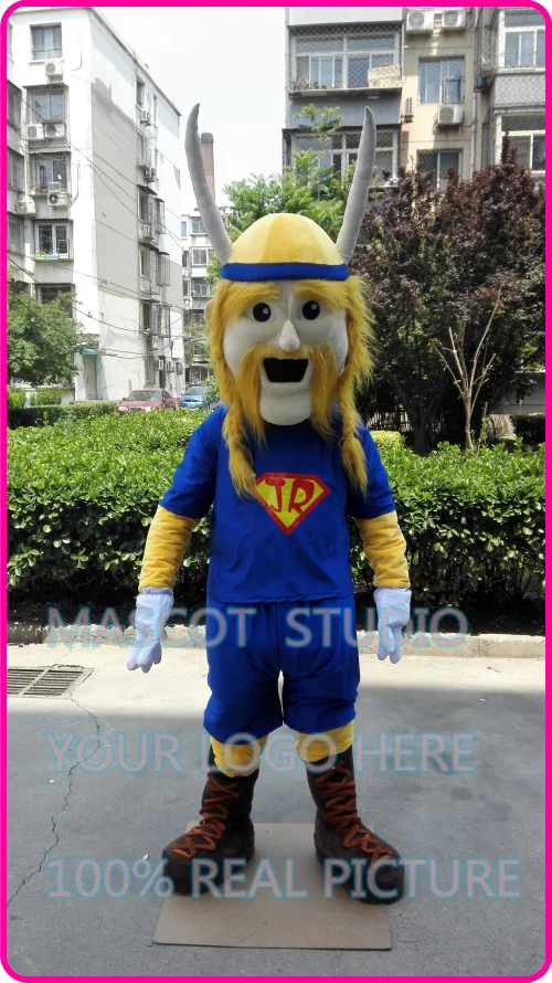 mascot blue Viking man mascot costume custom fancy costume anime cosplay kits mascotte cartoon theme fancy dress