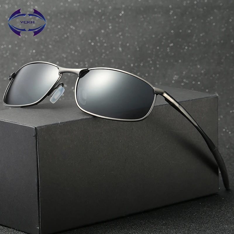 VCKA Polarized Sunglasses Men Brand Designer Rectangle Rectangle Sunglass Mens Driving Sun Glasses oculos de sol UV400 Eyewear