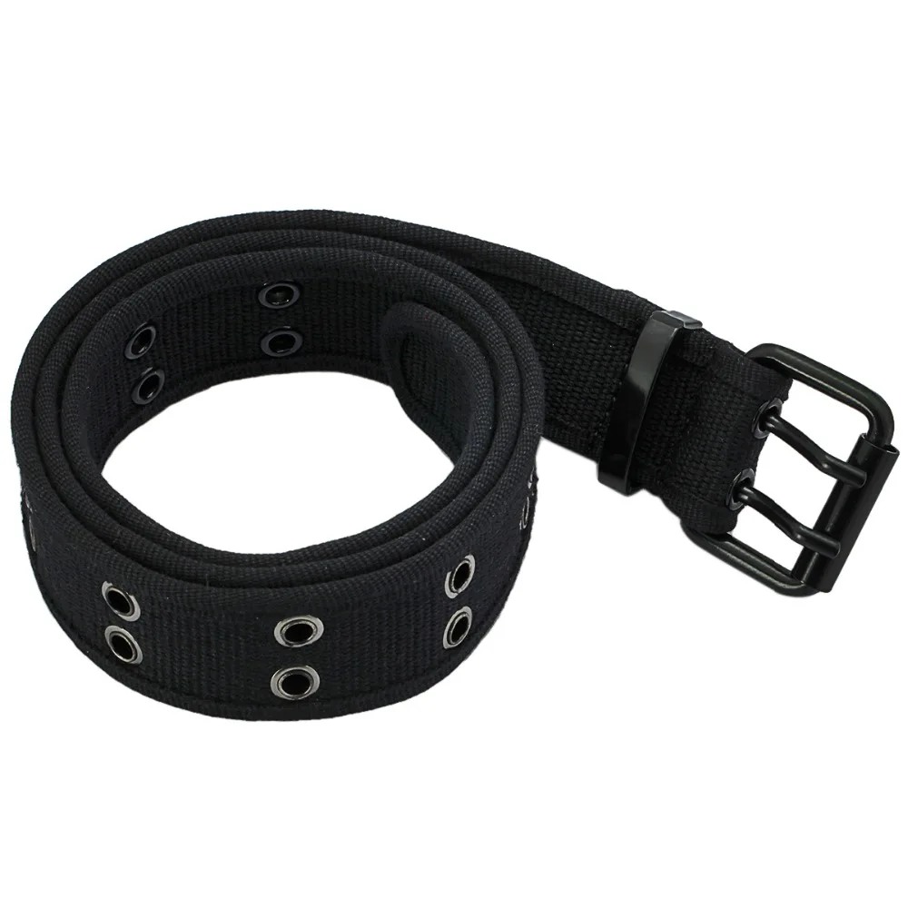 Cintos de lona para homens e mulheres, Double Grommet Hole, Buckle Belt