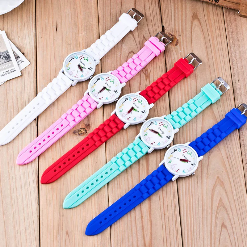 Nuevos relojes de silicona para niños, puntero de lápiz, reloj de pulsera de cuarzo, relojes de regalo