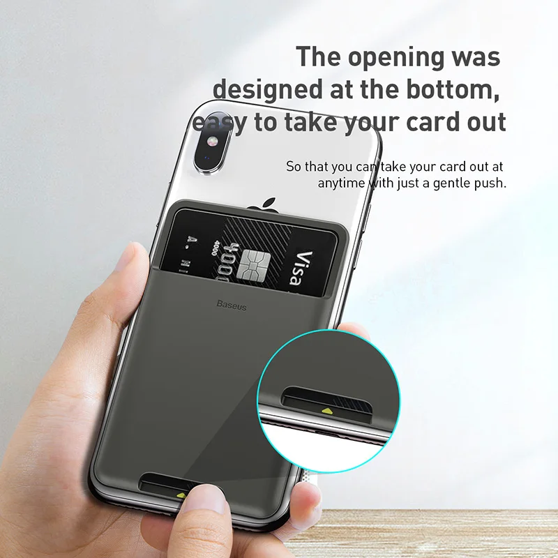 Baseus Universal Phone Back Slot Card Wallet Case For iPhone 12 Luxury 3M Sticker Silicone Phone Pouch Case For Samsung Xiaomi