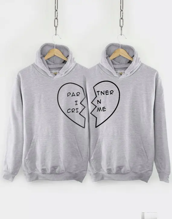 Sugarbaby Best Friend Hoodies Partner In Crime Heart Hoody Long Sleeve Fashion Tumblr Hoodie Bff Hoodie Drop ship