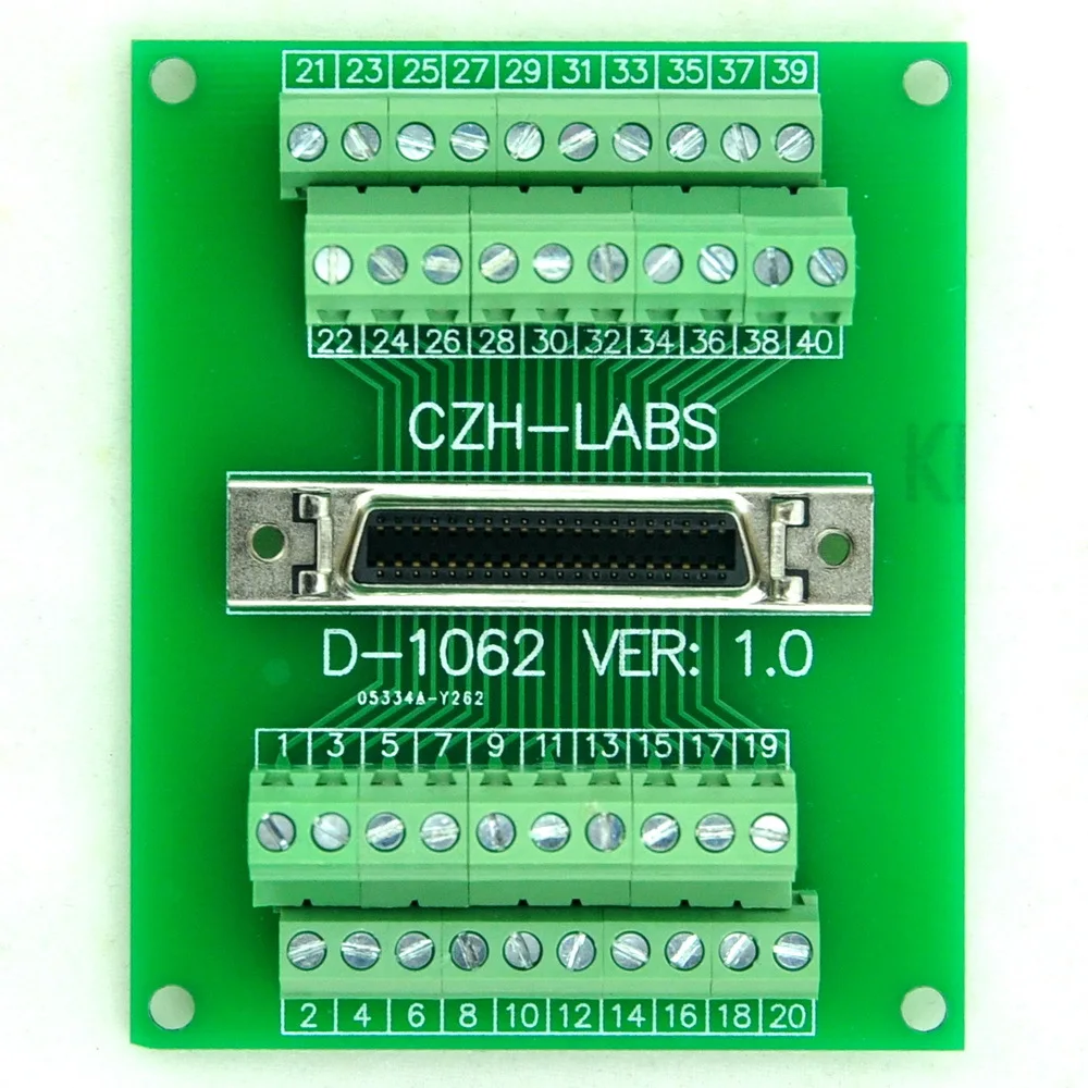 

40-pin 0.05" Mini D Ribbon/MDR Female Breakout Board, SCSI, Terminal Module.